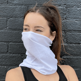 JupiterGear Hemless Neck Gaiter Face Mask for Fishing & Outdoor Activities (Color: White)